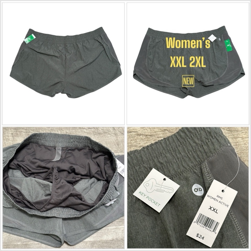 Women’s Dip XXL 2XL Shorts Heather Gray Lined Activewear Running Elastic Waist